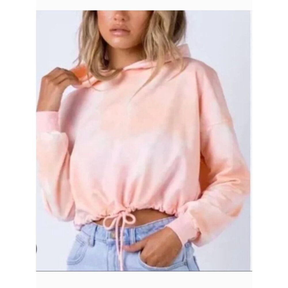 Princess Polly Cropped Tie Dye Hoodie Sweatshirt 0